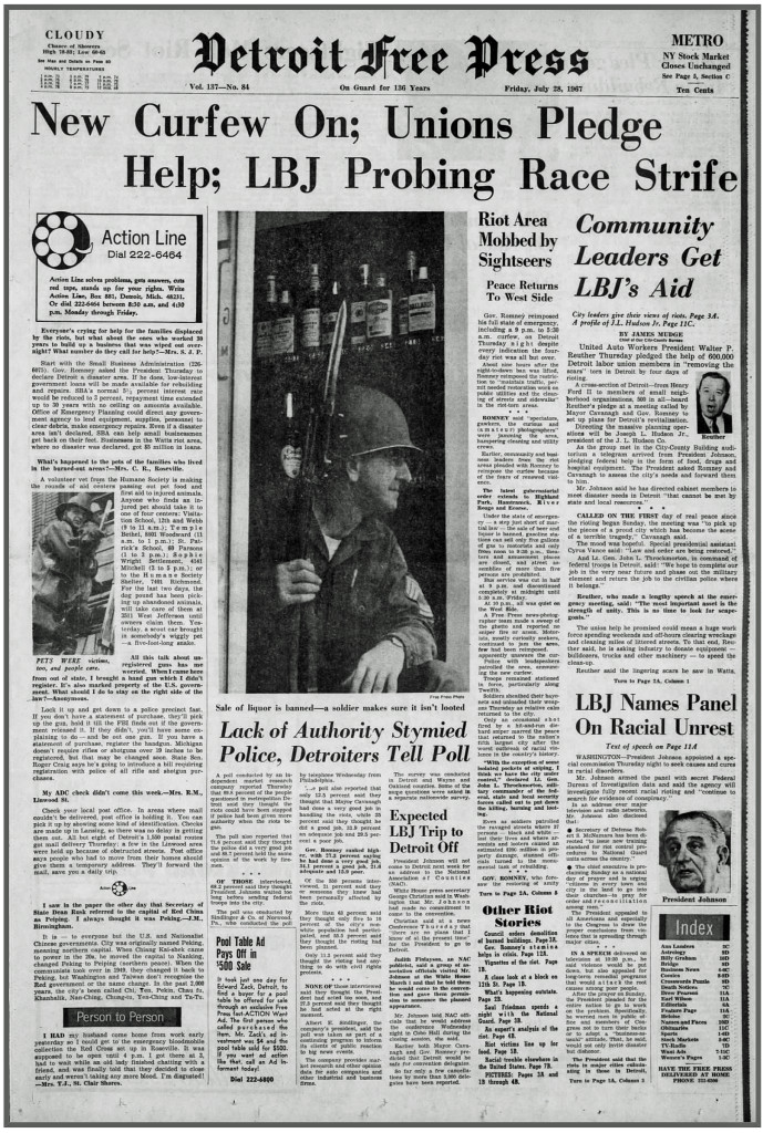  THE DETROIT FREE PRESS: Friday, July 28, 1967 (click on image 2x for largest detailed read)