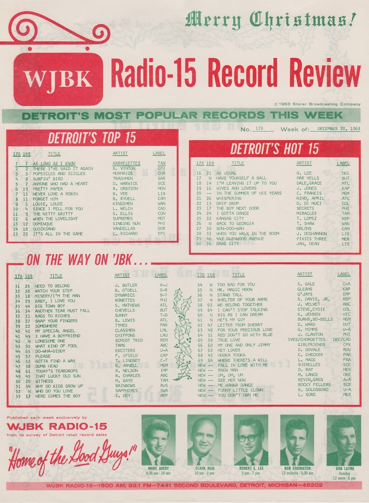 WJBK Survey - December 20, 1963 - Front