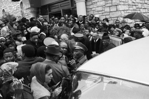 A huge crowd gather outside Tabernacle Baptist Church during Sam Cooke's rites in Chicago, December 17, 1964