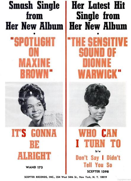 Billboard Ads - Maxine Brown and Dionne Warwick  1965