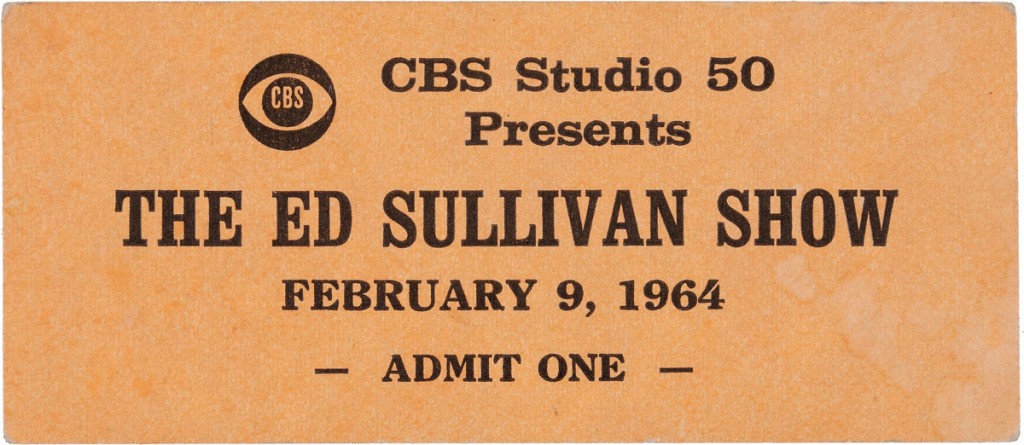The Beatles First Appearance Unused VIP Ticket Ed Sullivan Show