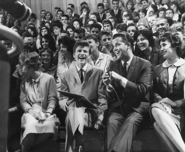 Dick Clark interviews Bobby Rydell during one of his several performances on the show