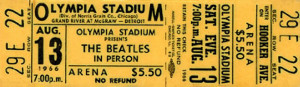 A Beatles Olympia Stadium ticket stub, 2:00 p.m., August 13, 1966