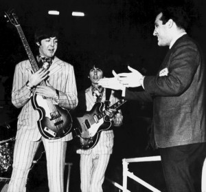 Scott Regen introduced the Beatles on stage at the Olympia, Saturday evening concert, August 13, 1966.